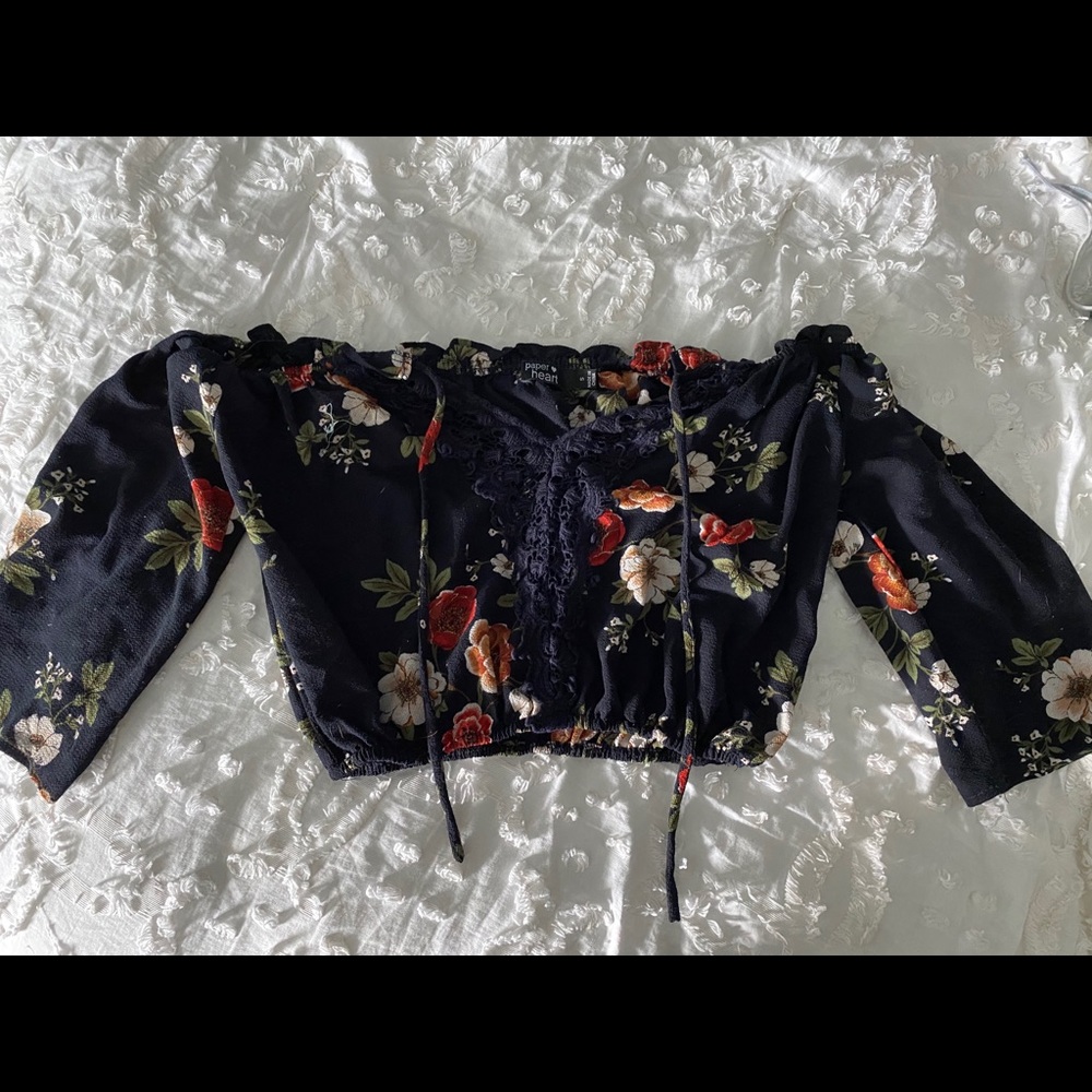 off the shoulder half sleeve shirt